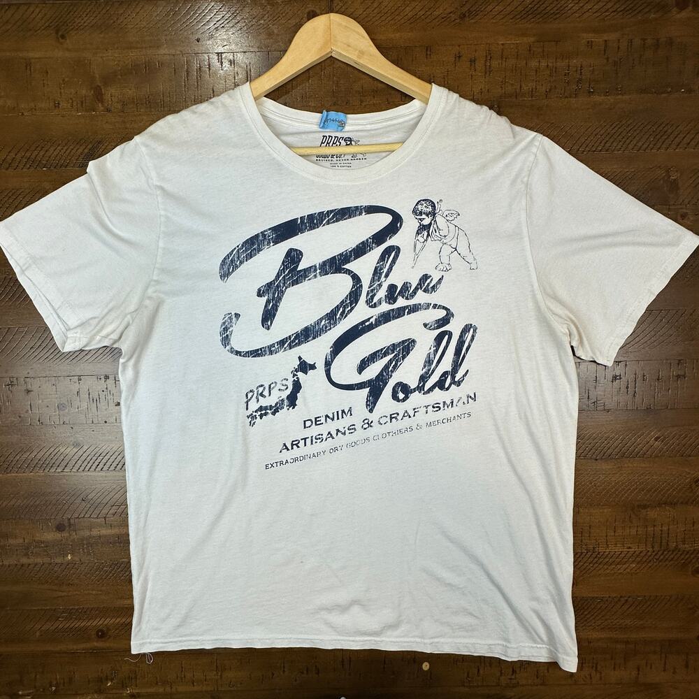 PRPS Goods & Co Men's T-Shirt Short Sleeves Crewneck 100% Cotton White Size 3XL
